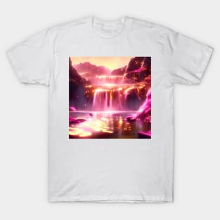 Fantasy pink gold waterfall T-Shirt